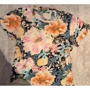 Farm Rio Floral Print Short Sleeve T-Shirt size P